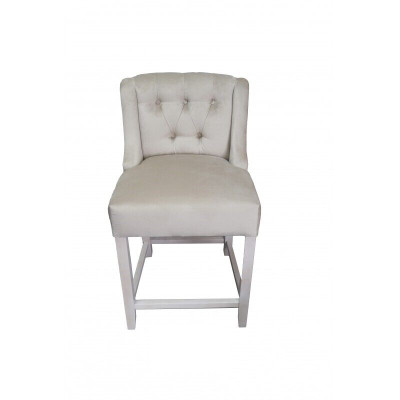 Helle grijze Chesterfield barkruk - ontwerper zitstoel - luxueuze eenzitter.