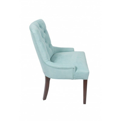 Klassieke Chesterfield blauwe stoel gestoffeerde fauteuil textiel leunstoel