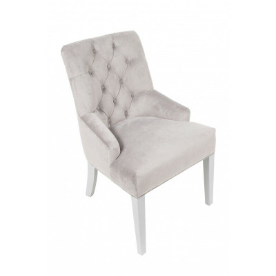 Grijze Chesterfield stoelen met kloppers Luxe design bekleding Hotelstoel set van 6 stuks