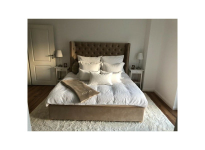 Chesterfield Bed Gestoffeerd Dubbel Hotelbed Slaapkamer 140x200cm Bruin Nieuw