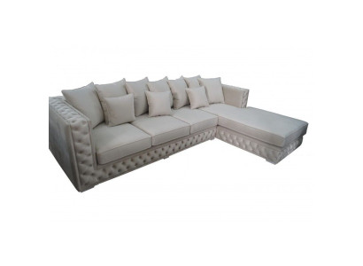Chesterfield Design Bank Hoekbank Bekleed Zithoek Moderne Stof