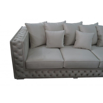 Chesterfield Design Bank Hoekbank Bekleed Zithoek Moderne Stof