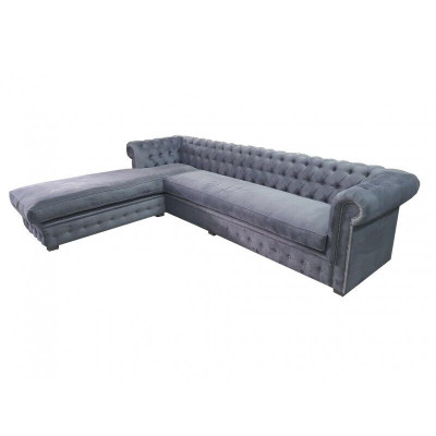 Samt hoekbank Chesterfield textiel stof hoekbank bank gestoffeerde bank hoeksalon.
