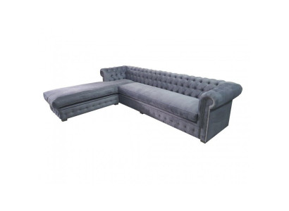 Samt hoekbank Chesterfield textiel stof hoekbank bank gestoffeerde bank hoeksalon.