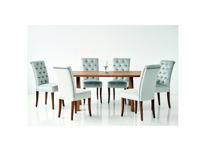 Moderne Chesterfield eetkamerset Luxe eettafel x6 Chesterfield stoelen