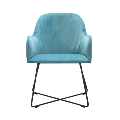 Moderne fauteuils Groep Set 8 stoelen Turquoise bekleding Armleuning