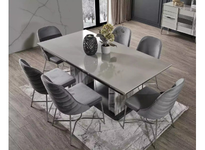 Grijze eetkamermeubels Eettafel Stoelen Set Eetgroep Moderne meubels