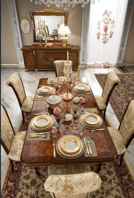 Stoel Hout Bruin Italiaanse meubels Bekleding Woonkamer Lui Stoelen Luxe Fauteuil