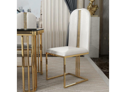 Roestvrijstalen eetkamerstoel Leren stoel Stoelen Roestvrijstalen Designer Goud