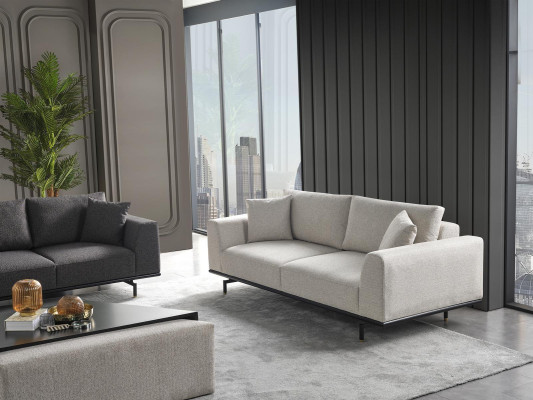 Complete bankstel bank banken fauteuil grijs bankstel set 4-dlg.