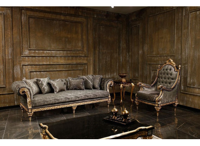 Klassieke grijze bankstel 3+1 zits Luxe design salontafel