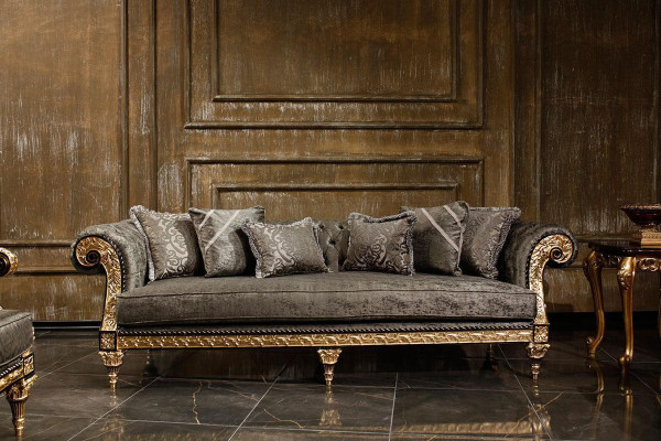 Klassieke grijze bankstel 3+1 zits Luxe design salontafel