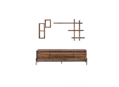 Bruin modern dressoir met 3 deuren en planken voor in de woonkamer houten meubels