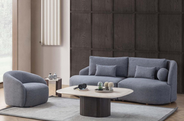 Complete woonkamerset designer driezitsbank fauteuil 2-delig