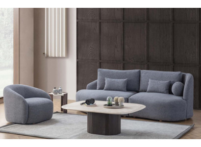 Complete woonkamerset designer driezitsbank fauteuil 2-delig