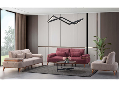 Beige-Roze bankstel Exclusieve driezitter bekleding 3-zitsbank éénzitter
