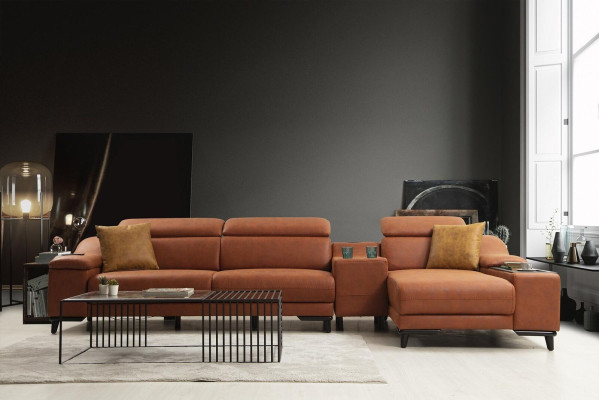 Luxe hoekbank L-vorm bank bank design gestoffeerd modern textiel woonkamer nieuw