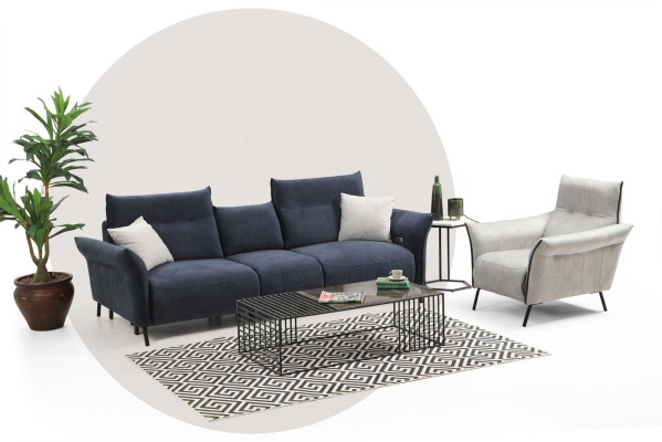 Bankstel Luxe Driepersoonsbank Beklede Fauteuil Woonkamer Bank Nieuw