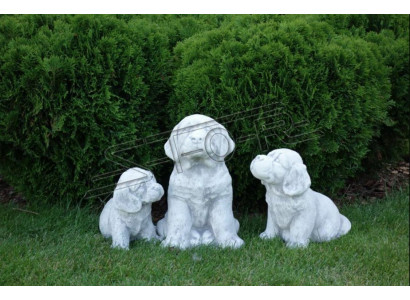 Tuindecoratie Hond Terras Steen Beeld Figuren Decoratief Wit Standbeeld