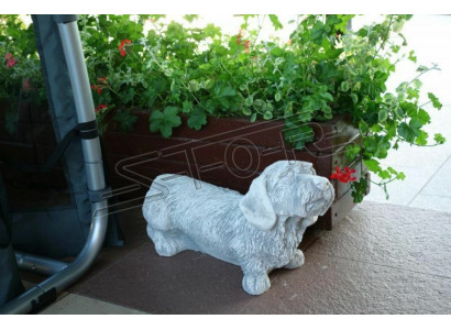 Tuindecoratie Hond Wit Terras Steen Figuur Beelden Decoratief Standbeeld