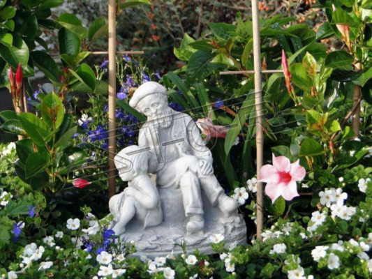 Tuindecoratie Opa Kleinzoon Standbeeld Sculptuur Figuren Sculpturen