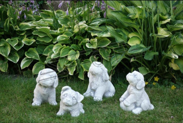 Tuindecoratie Witte Hond Terras Steenfiguren Decoratief Standbeeld Figuur