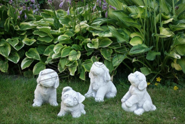 Tuin Wit Decoratie Hond Terras Steen Figuur Figuren Decoratief Standbeeld