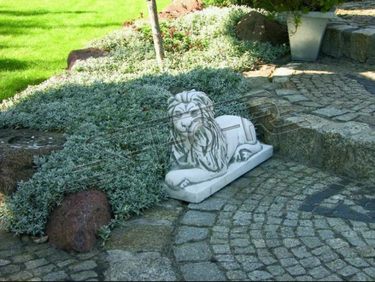 Leeuw Liggende Standbeeld Figuur Tuin Terras Decoratie Sculptuur