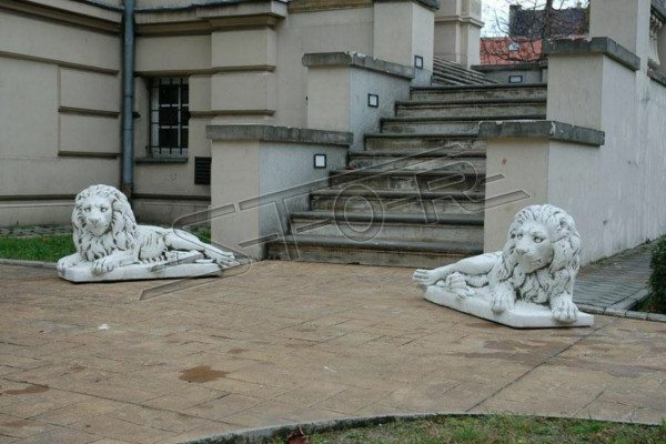 Leeuw Liggend Standbeeld Figuur Tuin Terras Decoratie Sculptuur Antiek