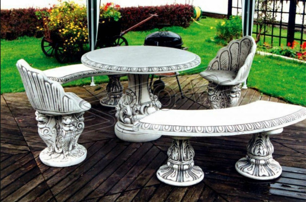 Stenen bank Ronde banken Tuin Terrasmeubilair 135cm Standbeeld