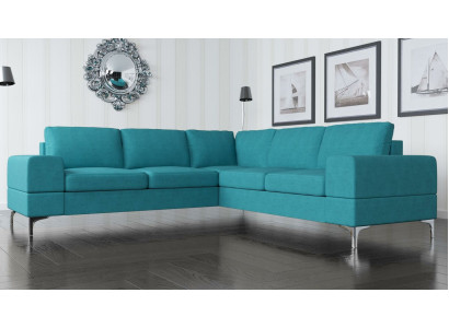 Bank hoekbank stof woonkamer ontwerp modern L-vorm turquoise meubels luxe banken