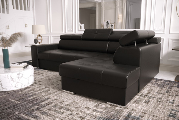 Hoekbank L-vorm Bank Bekleding Woonkamer Bankstellen Banken Modern Zwart Ontwerp