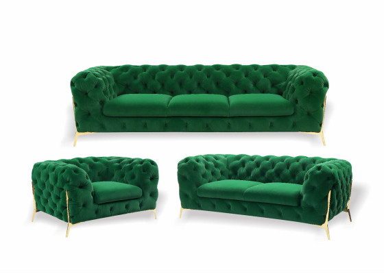 Chesterfield 3-zitsbank bekleding van textiel banken zit woonkamerbank fluweel nieuw