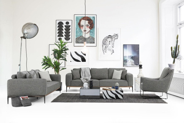 Sofagroep 2-zits bank Moderne stof set grijs groep woonkamer
