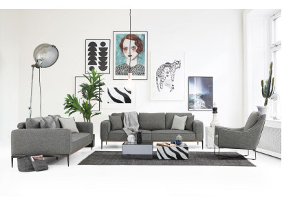 Sofagroep 2-zits bank Moderne stof set grijs groep woonkamer