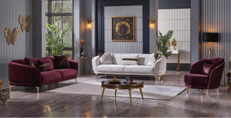 Luxe woonkamerset Moderne roestvrijstalen banken Gestoffeerd meubilair Dries-zits