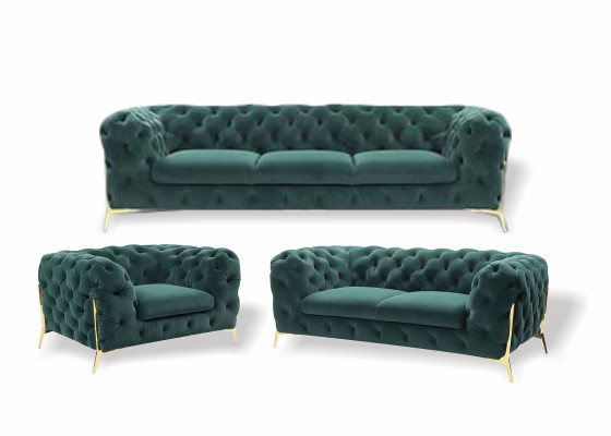 Chesterfield bank gestoffeerde zitgroep 3+1+1 zits fluwelen designbanken nieuw