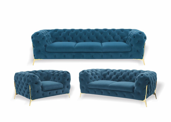 Chesterfield bank gestoffeerde zitgroep 3+1+1 zits fluwelen designbanken nieuw