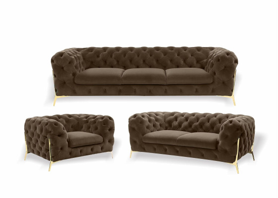 Chesterfield bank gestoffeerde zitgroep 3+1+1 zits fluwelen designbanken nieuw