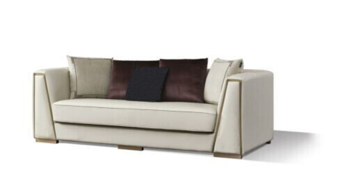 Witte leren bankstel Designer 3+2 zits decoratiebanken set 2-delig.