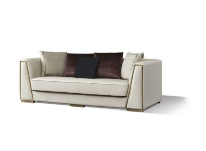 Witte leren bankstel Designer 3+2 zits decoratiebanken set 2-delig.