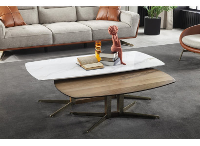 Tafel Salontafel Set 2x Tafels Luxe Meubels Woonkamer Ontwerp Houten tafel 2dlg.