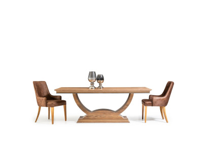 Tafel Eettafel Bruin hout Kolomtafel Eetkamerset met 4 stoelen Stoelset