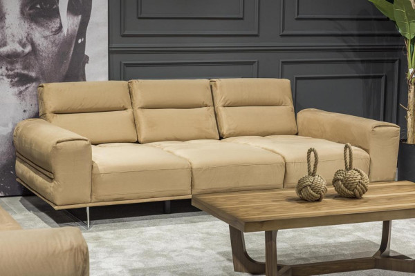 Sofa set met 3+1 zitsbank, gestoffeerde bank, salontafel, banktafel, 3-delige meubelset