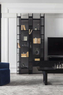 Zwarte woonwand Hoogwaardige kastwanden Luxe aanbouwwand Salontafel 2-delig