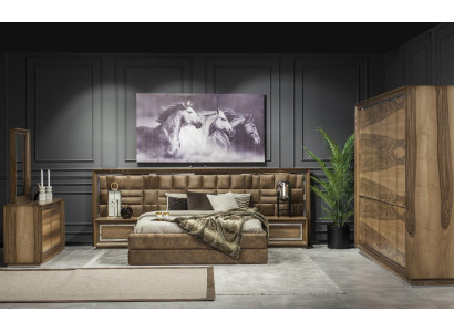 Elegant slaapkamer bruin commode kledingkast bed meubel 6-delig.