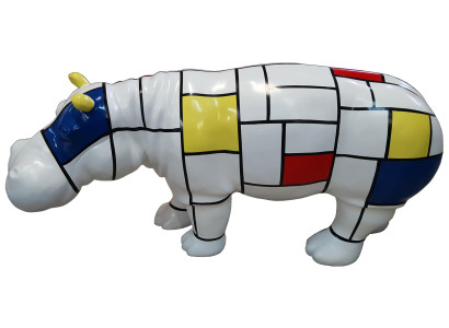 Bonte Abstracte Figuur Nijlpaard 100 cm Moderne Decoratie Figuren echt handwerk