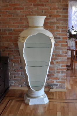 Vitrine Bar Hoekrek Glas Amfora Vaas Bodemvaas Kast Vitrinekast Lamp