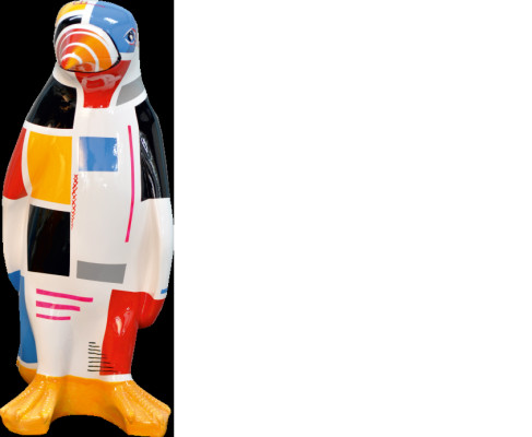 XXL Designer Figur Handgemacht Bemalt Skulptur Statue Skulpturen Pinguin