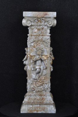 Ontwerp zuil Amoretten sculpturen figuren decoratie decoratiestandaard bloemen sokkel